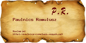 Paulnics Romulusz névjegykártya